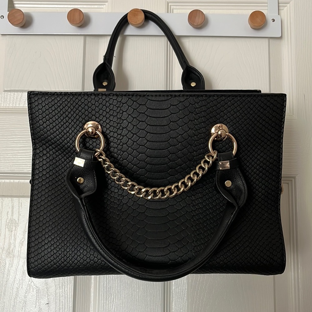 Black snake skin print bag